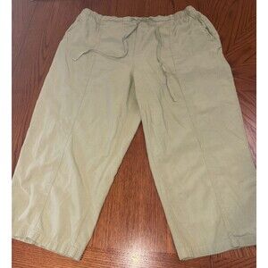 Laura Scott Wide Leg Cotton Pants Sage XL Petite